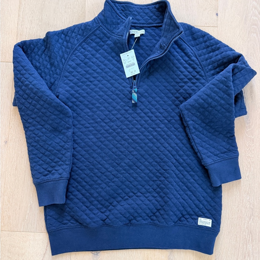 J Crew Navy Quilted Quater-Zip Pullover